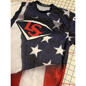 Louisville Slugger Baseball Bat Patriotic Flag All Over Performance Shirt MEDIUM
